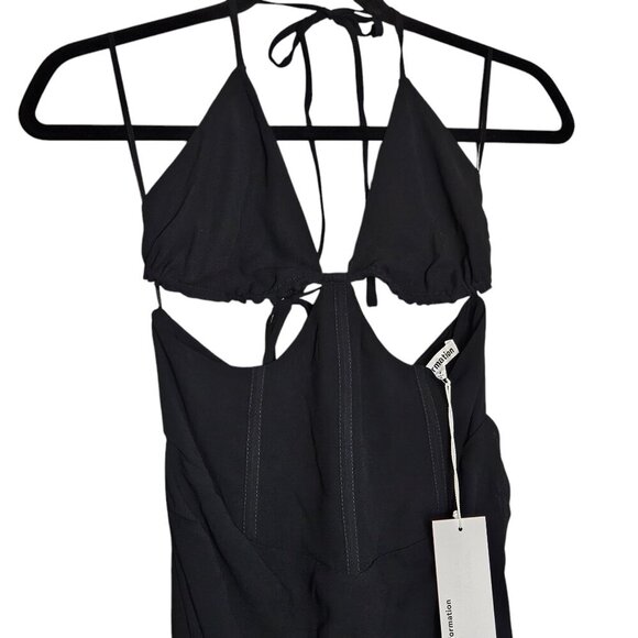 Reformation Romona Black Maxi Dress Size 4 NWT Cut Out Halter Smocked‎ Open Back - Picture 5 of 12
